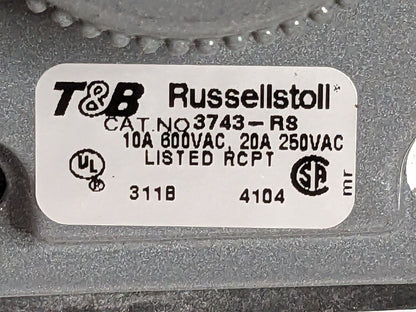 Thomas & Betts Russellstoll Screw Cap Receptacle FS/FD 2P-3W 250V 20A 3743-RS