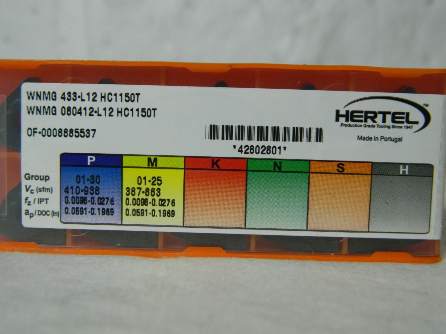 Hertel WNMG433 L12 Grade HC1150T Carbide Turning Insert Pack of 10 42802801