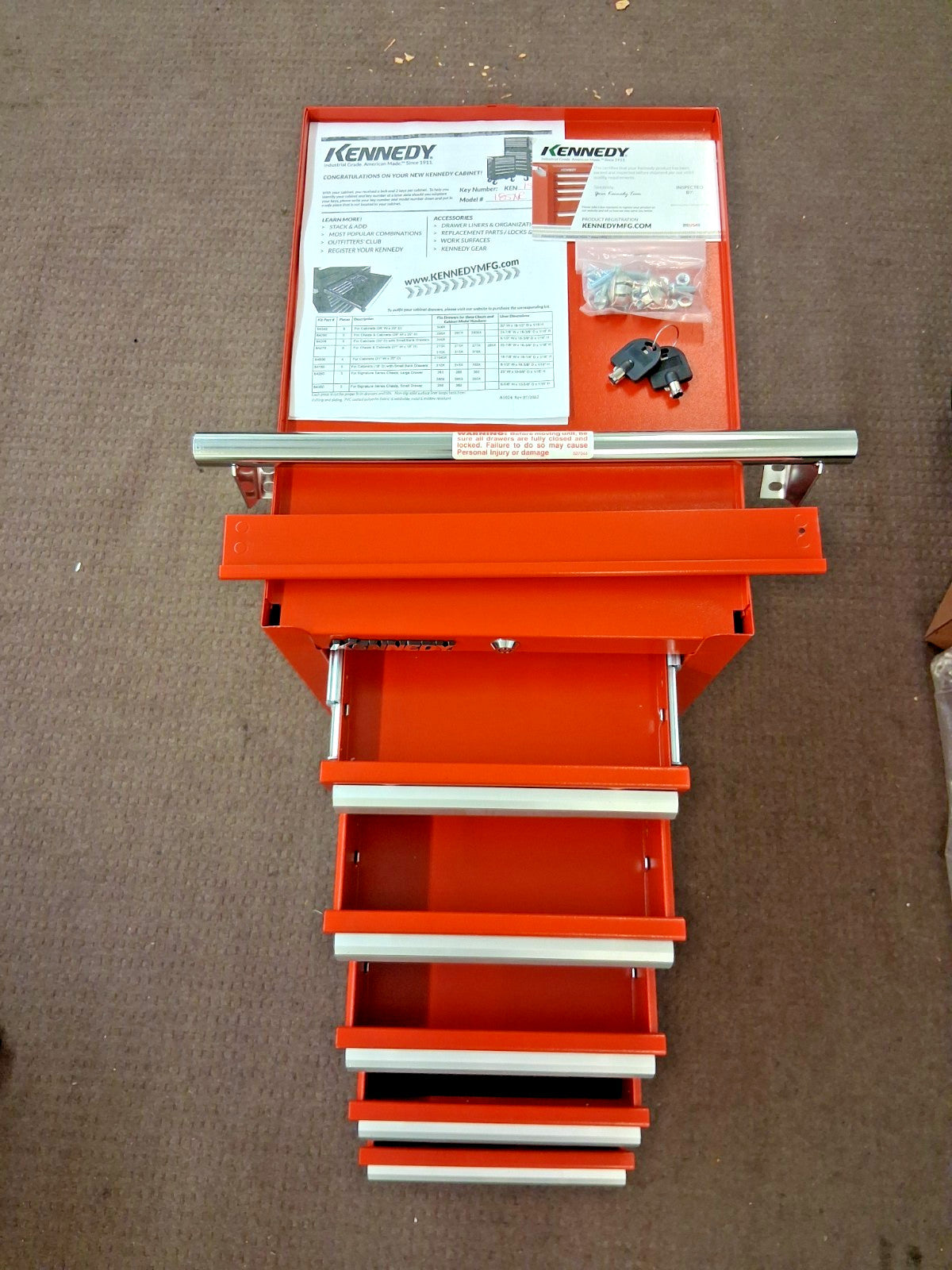 Kennedy Red Steel Side Cabinet 5 Drawer 185XR