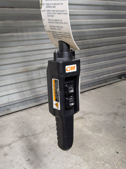 CM Lodestar Electric Chain Hoist 1 Ton Capacity 10 Ft Lift 16 FPM 110v 3522CF
