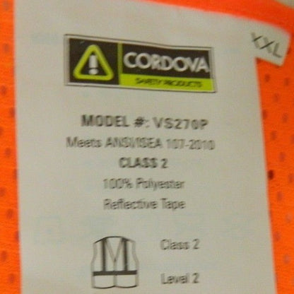 Cordova Orange Mesh Surveyor Vest Silver Stripes Zipper 6 Pack Size XXL VS270P