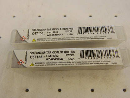 CLEVELAND Spiral Point Taps qty2 : 5/16-18 UNC 3Fl HSS C57153