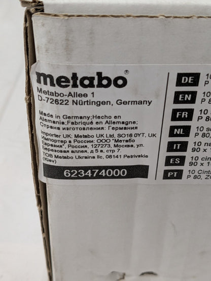 (10) Metabo Abrasive Belt: 3-9/16" Wide, 4" OAL, 80G, Zirconia Alumina 623474000