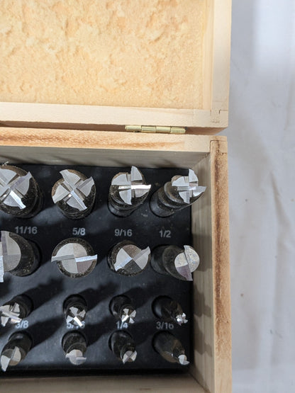 20 Pc End Mill Set: High Speed Steel, Uncoated, Single End 320-1000