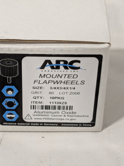 ARC Mounted Flap Wheel 3/4" X 3/4" X 1/4" 80G Qty 10 11139Z5