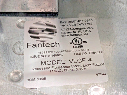 Fantech Duct Fan Fluorescent Vent-Light Kit REG 100FL