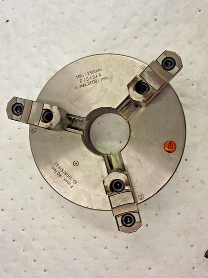 Hertel 3 Jaw Manual Self Centering 10" Lathe Chuck 1-201-1000