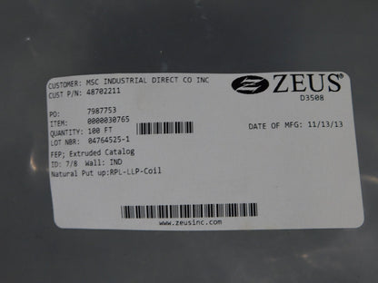 Pro-Grade PTFE Tube 7/8″ ID 31/32″  Approx. 100' Length OD 3E 875 IND 0
