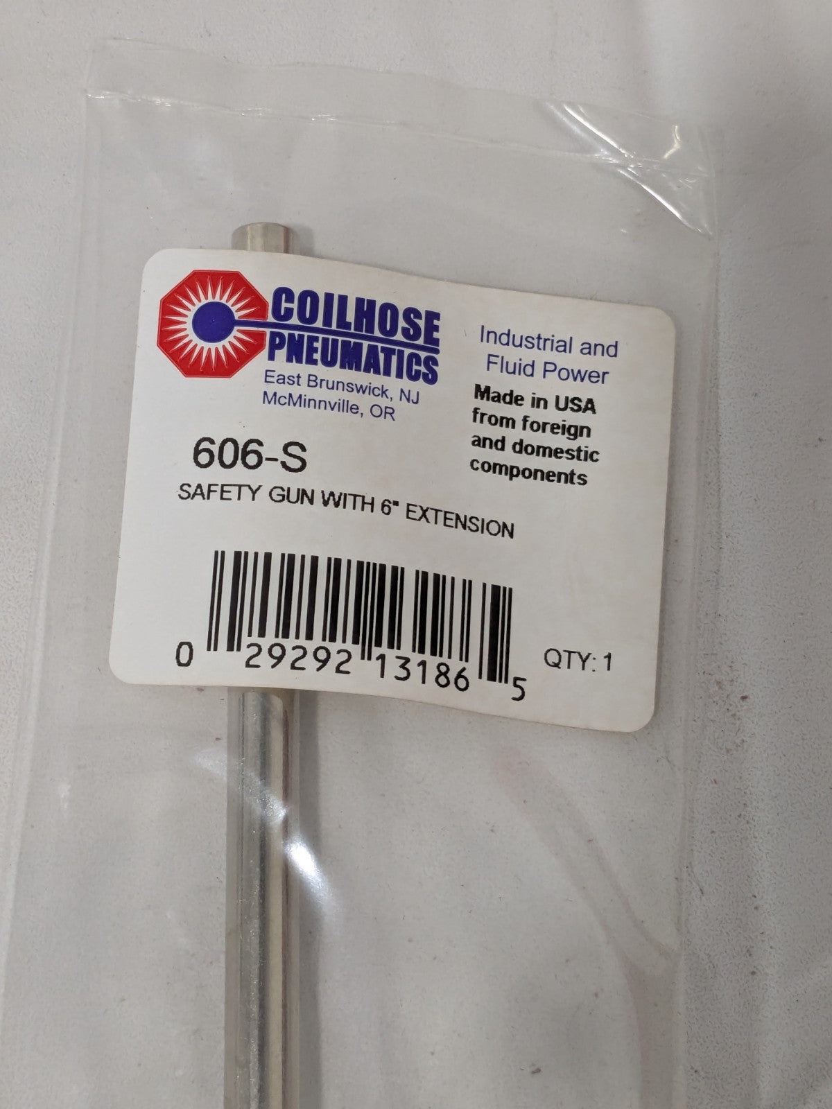 Coilhose Air Blow Gun: Extension Tube, Thumb Lever 1/4 NPT, 6" Tube Qty 2 606-S