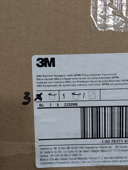 3M Face Shield &amp; Headgear: Chemical Splash &amp; Debris Qty 3 7000127244