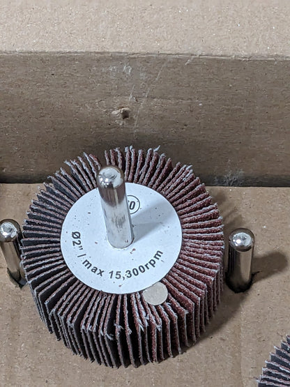 CGW Mounted Flap Wheel: 2" Dia, 1" Face Width, 60 Grit Qty 8 39932