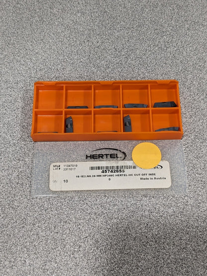 HERTEL 161E2.N0.20MM HP240C Carbide Cutoff Insert Qty 9 45742855