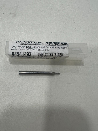 ACCUPRO Corner Radius End Mill: 0.0500" Dia 4 Fl Solid Carbide 14797551