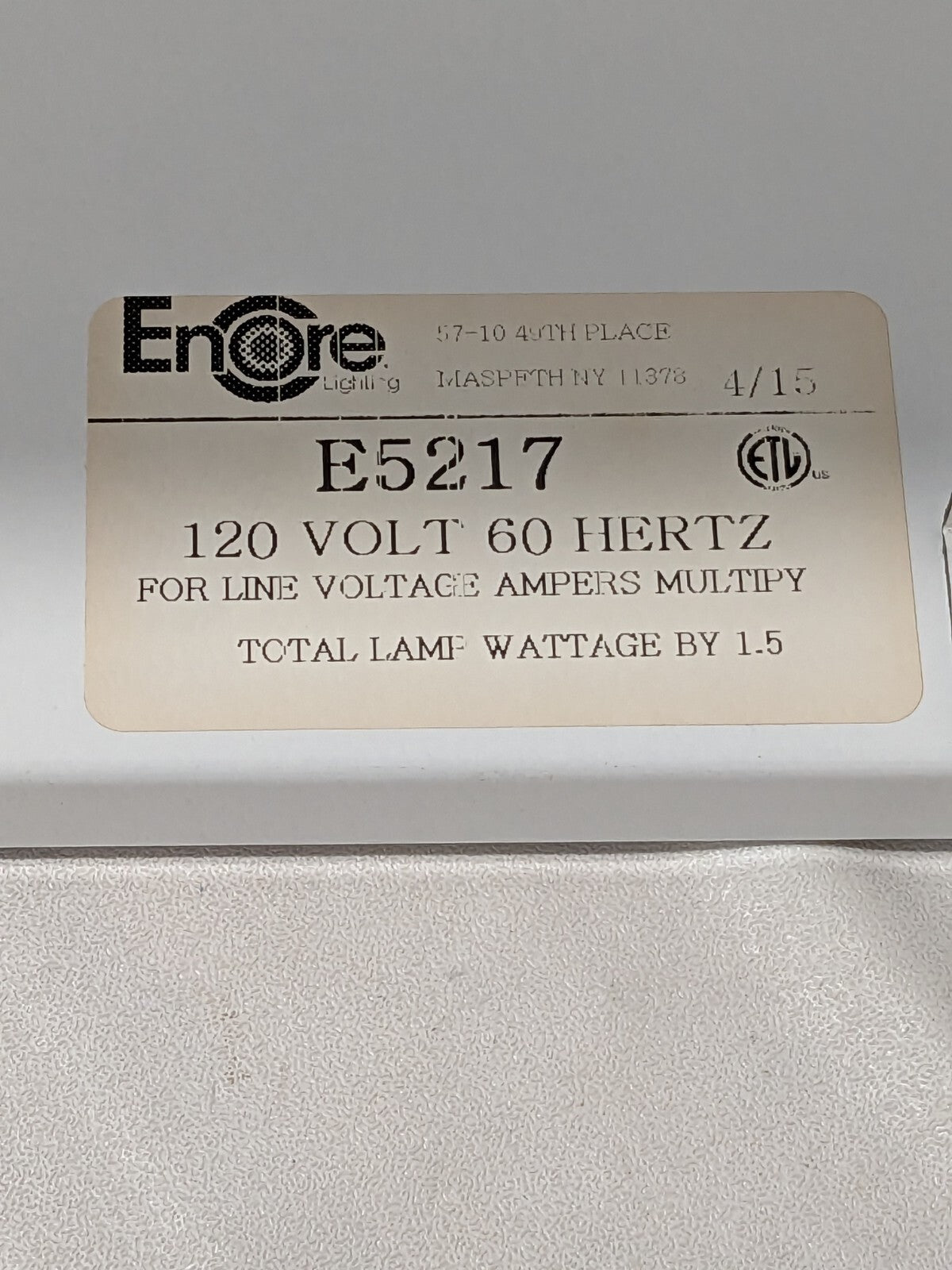 Encore Ceiling Light 120 Volt 60 Hertz 26" Long 9" Wide E5217
