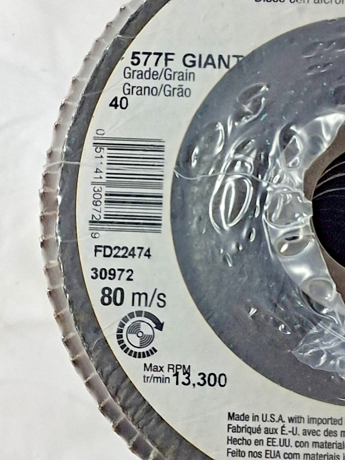 3M 40 Grit Zirconia Alumina Flap Discs QTY10 4-1/2" Dia 7/8" Hole 71369938