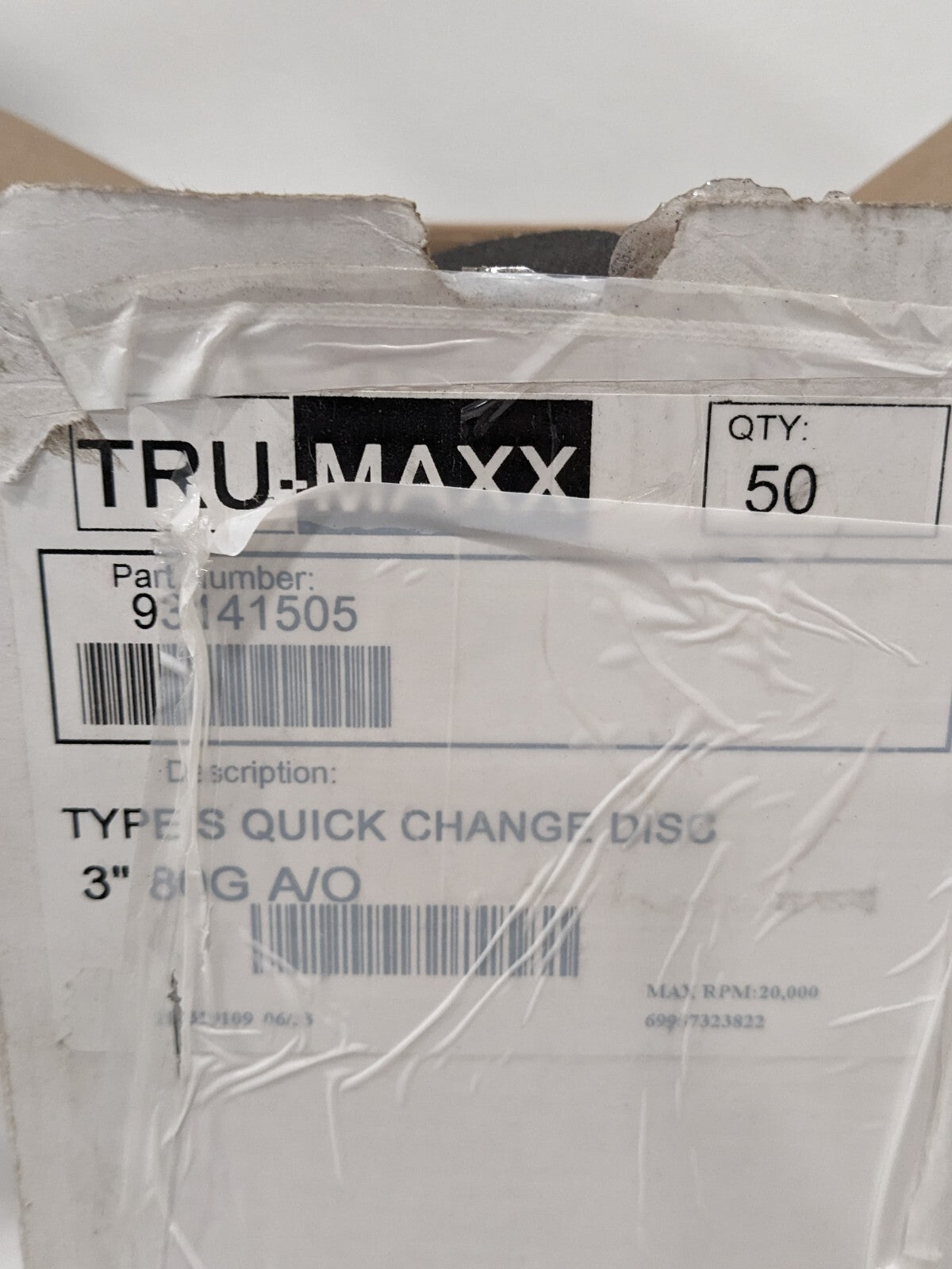 TRU-MAXX Quick-Change Disc: TS, 3" Dia, 80 Grit, AO, Coated Qty 50 69957323822