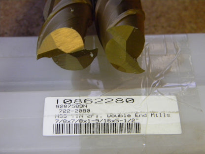 Interstate Double End Mills 7/8" x 1-9/16" 2FL HSS TiN QTY 2   722-2080