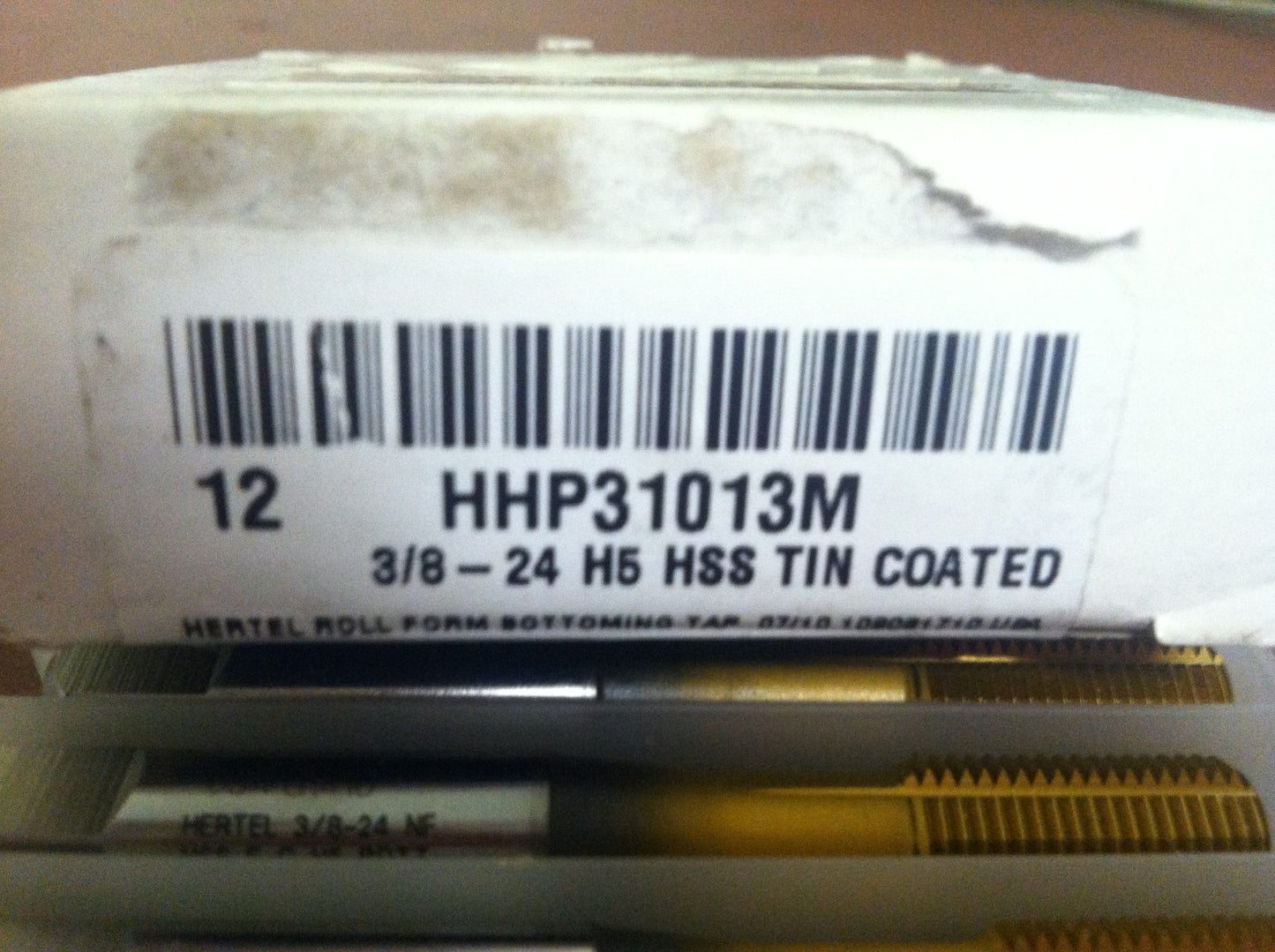 Hertel Hhp31013m 3/8" - 24 Unf H5 Hss-e Tin 2-15/16" Roll Form Bottoming Taps