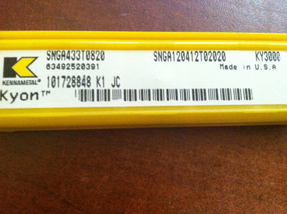 Kennametal Ceramic Kyon Inserts SNGA433T0820 Grade KY3000 Qty. 3 USA
