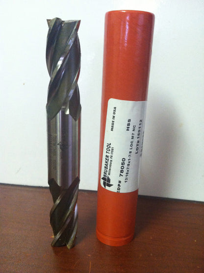 Brubaker Tool 78050 13/16" x 7/8" x 1-7/8" x 6-1/8" 4F UC HSS Double End Mill