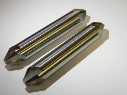 Melin 1/2" X 3" OAL 60° HSS 4FL Double End Countersinks Qty 2 DHS4-1/2-60