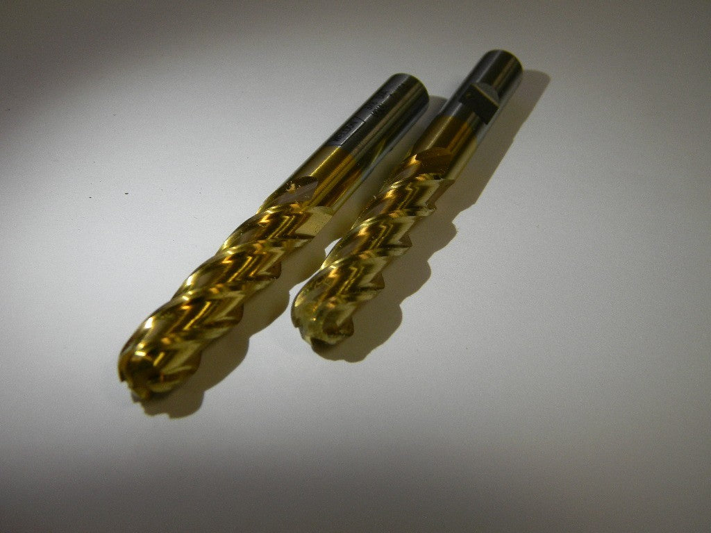 Weldon  CORKT12-2B 3/8" x 3/8" x 1-1/2" x 3-1/4" 4F HSS TiN BN End Mills QTY 2