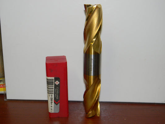 Cleveland 1" x 1-7/8" x 6.3750" HSS 30º 3-Flute TiN Double End Mill USA #C39616
