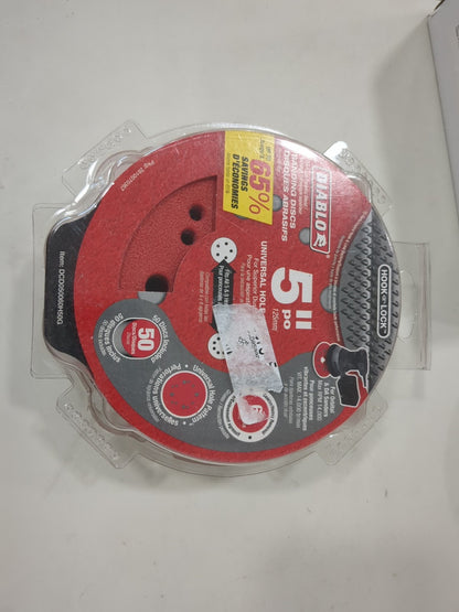 DIABLO 50pc Hook & Loop Discs: 5" Dia, 60 Grit, Ceramic Blend DCD050060H50G