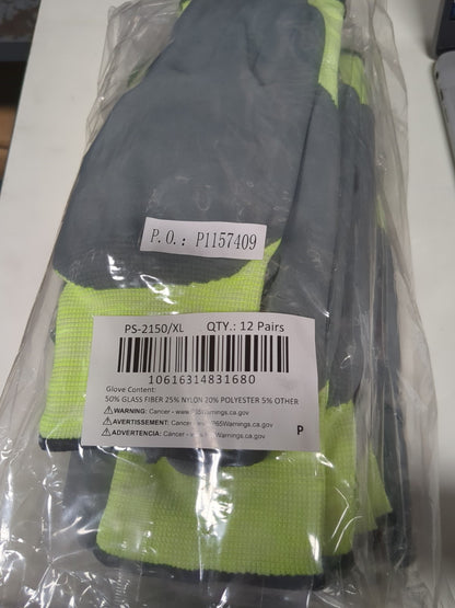 12 pk Cut-Resistant Gloves: PRO-SAFE Size X-Large, ANSI Cut A2 PS-2150/XL