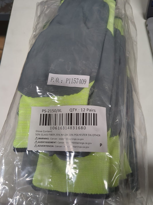 12 pk Cut-Resistant Gloves: PRO-SAFE Size X-Large, ANSI Cut A2 PS-2150/XL
