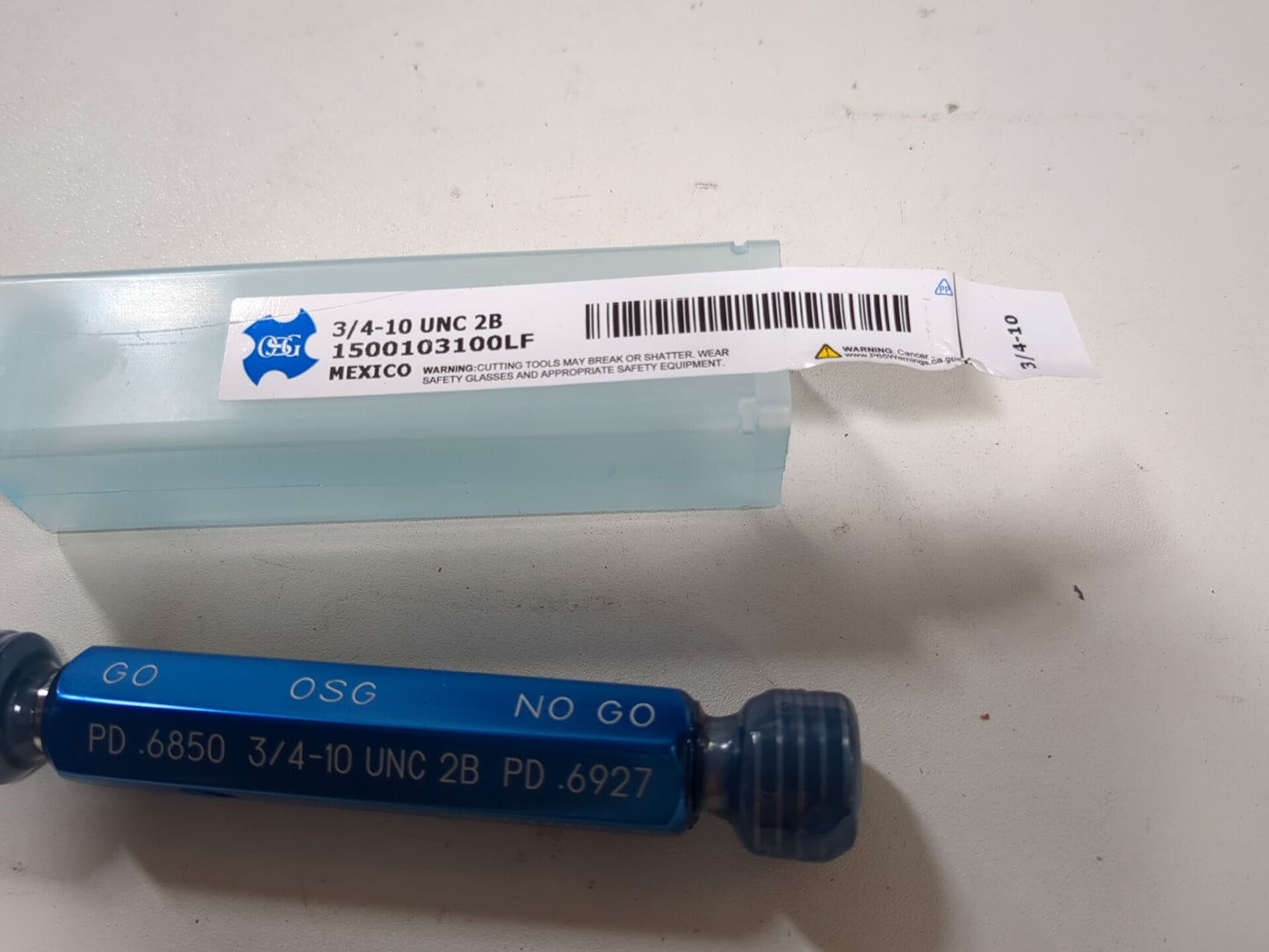 OSG Plug Thread Gage: 3/4-10 Thread, 2B Class, Double End 1500103100LF