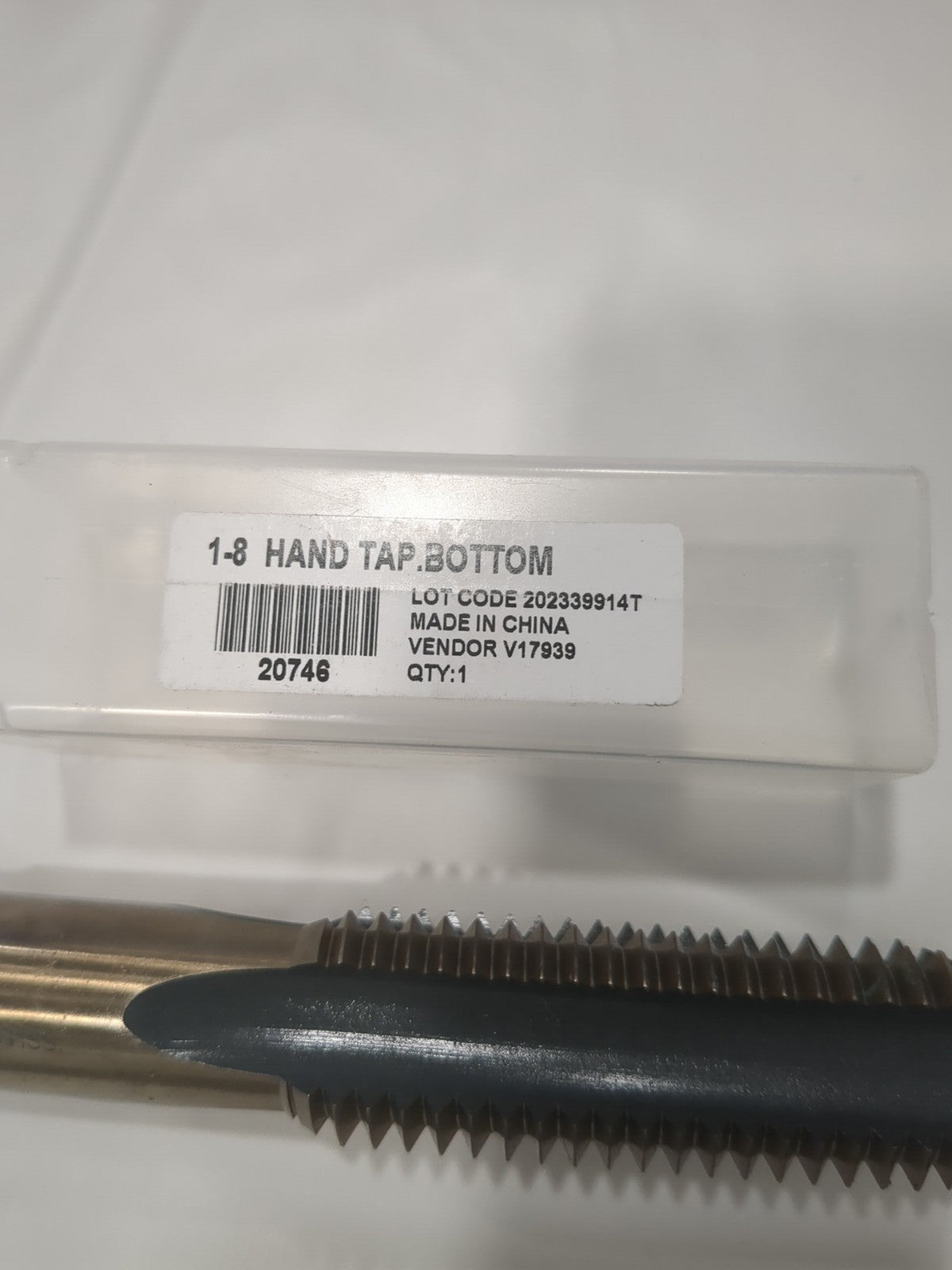IMPORT Straight Flute Tap: RH 1-8 UNC, 4 Fl Bottoming Chamfer HSS BDNA-20746