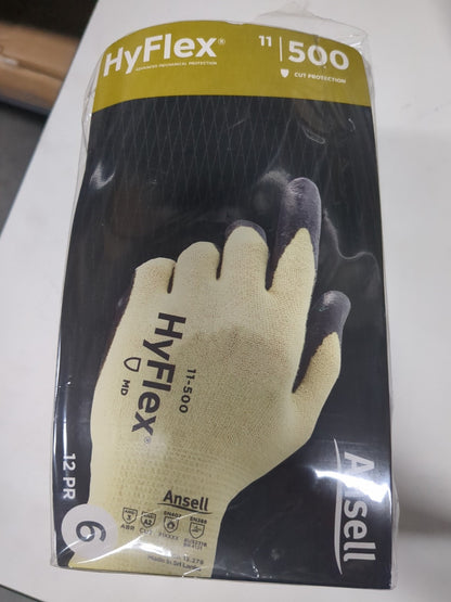Ansell Gloves 12pairs HyFlex CR 11-500 Size X-Small ANSI Cut A2 Nitrile 11-500-6