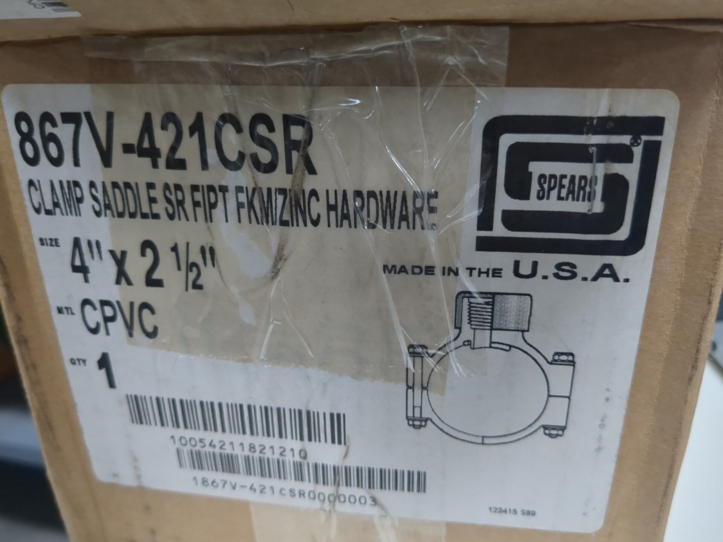 4 x 2-1/2" CPVC Plastic Pipe Clamp On Saddle with Viton O-Ring 867V-421CSR