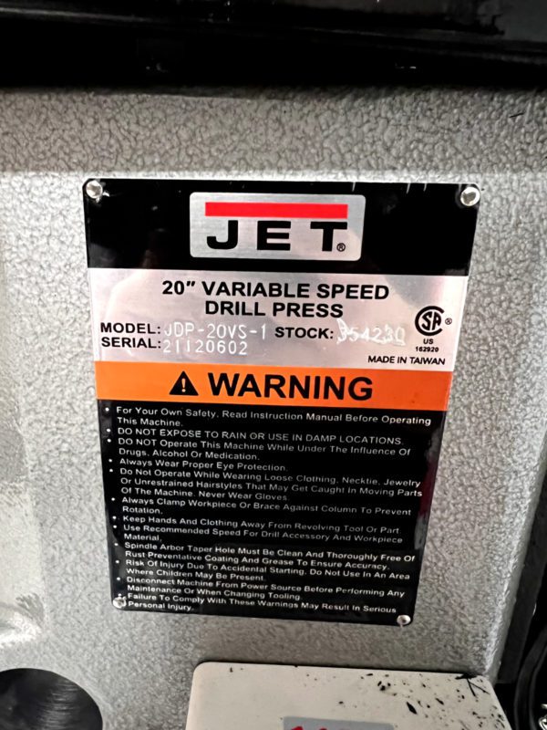 JET 10-7/16” Variable Speed Pulley Floor Drill Press JDP-20VS-1 PARTS/REPAIR