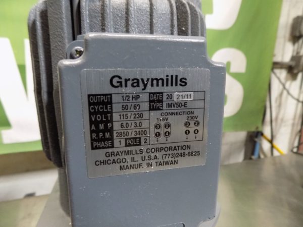 Graymills Cast Iron Immersion Coolant Pump 35 GPM 115/230v IMV50-E Parts/Repair