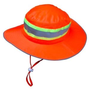 MCR Safety HVH100 Boonie Hat High-Vis orange mesh solid brim,2 inch Lime qty 2