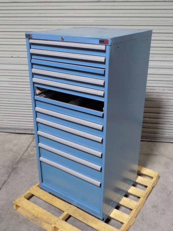 Lista Modular Storage Cabinet 11 Drawer 59" x 28" x 28" Steel Blue DAMAGED