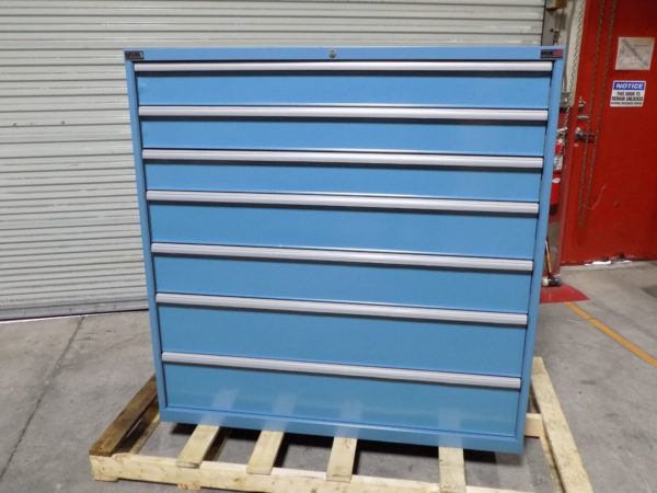 Lista Modular Storage Cabinet 7 Drawer 56" W. x 22" D. x 57" H. Steel Blue