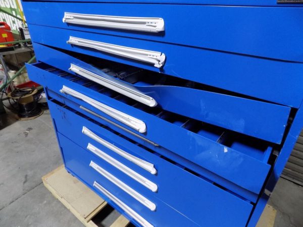 Vidmar Modular Storage Cabinet 9 Drawer 59" x 59" x 27" Steel Blue DAMAGED