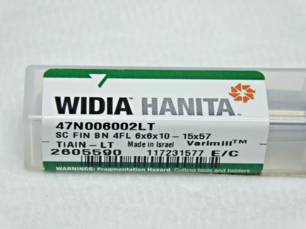 Widia Hanita VariMill Carbide Ball Nose End Mill 6x6x10x57mm 47N006002LT 2605590