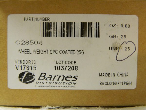 Barnes Distribution 25g Wheel Weights 25 Pack C28504