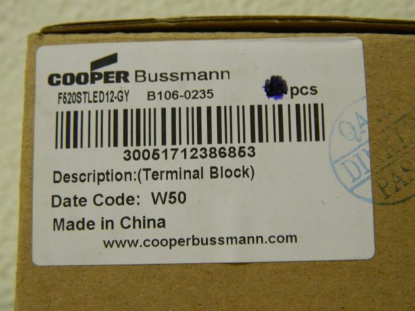 Cooper Bussmann Terminal Block 5 Pack F520STLED12-GY