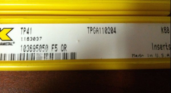 Kennametal TP41 TPGA110204 K68 60° Uncoated Carbide Turning Inserts #1163037