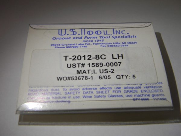 U.S. Tool T-2012-8C LH Carbide Grooving Inserts
