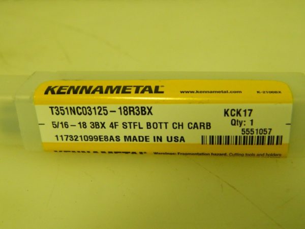 Kennametal Standard Hand Tap Thread Size 5/16"-18 5551057