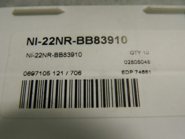 Seco Carbide Threading Inserts box of 10 NI-22NR-BB83910 74661