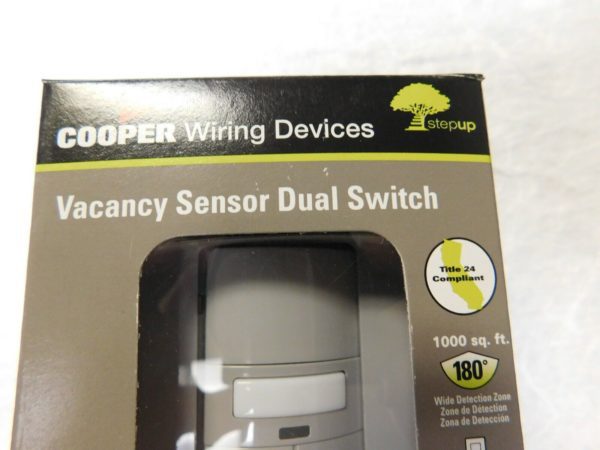 Cooper Infrared Vacancy Sensor Dual Switch VS310R-GY
