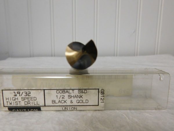 Viking HSS 19/32 Twist Drill 135D 1/2 Shank Black/Gold Colbalt S&D 29181