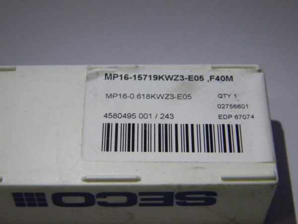 Seco MP16-15719KEZ3- E05 F40M Grade TiAlN/TiN Carbide Milling Tip Insert 67074